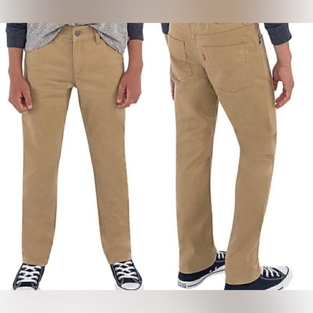 Levi’s Boy NEW 511 Slim Fit Stretch Khaki Tan Pants 14 Reg 27x29 Casual Uniform